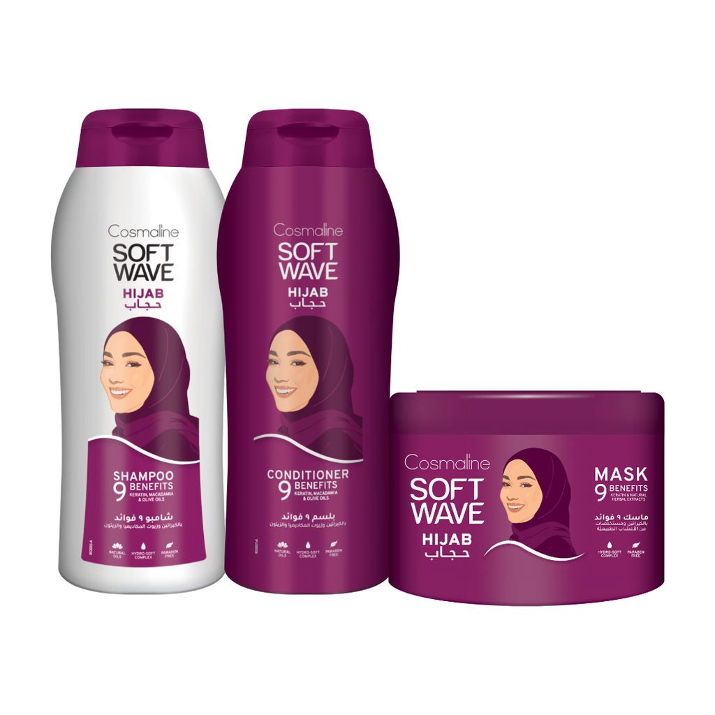 Soft Wave Hijab Set (Shampoo 600ml, Conditioner 600ml, Mask)