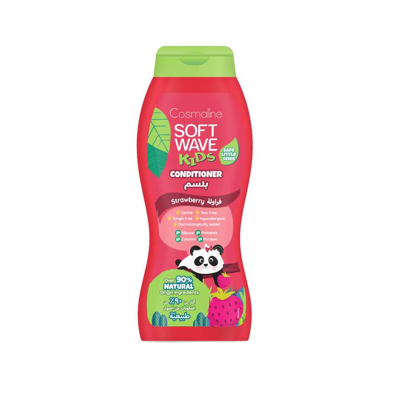 Soft Wave Kids Strawberry Conditioner Over 90% Natural Origin Ingredients 400Ml