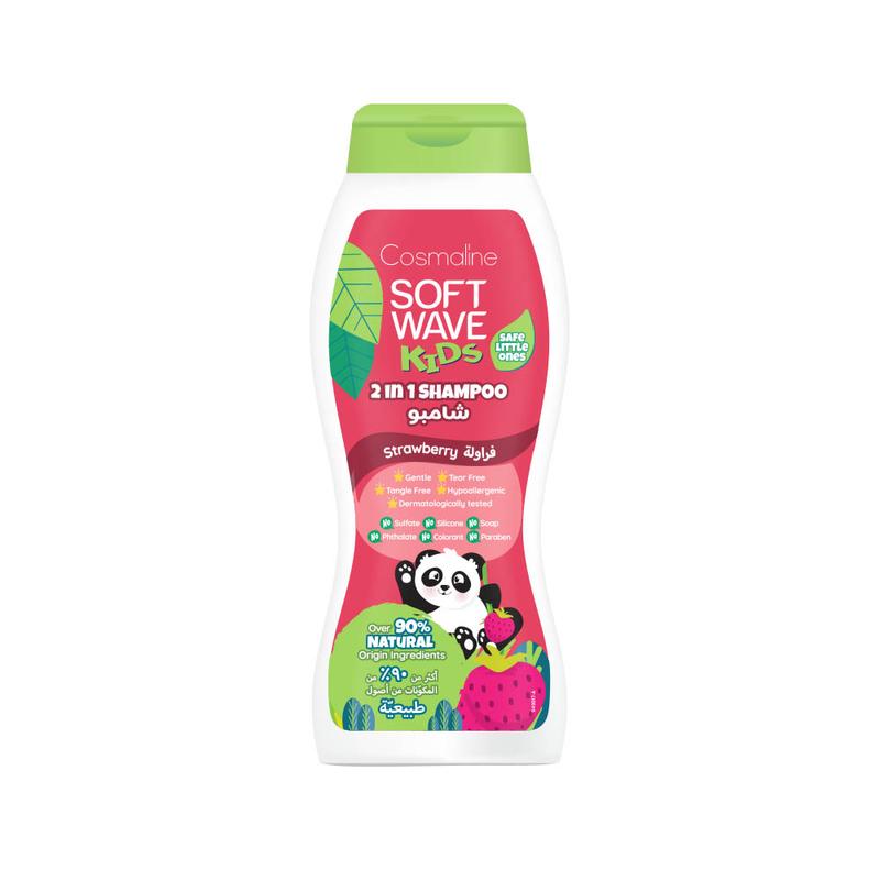 Soft Wave Kids Shampoo Strawberry Over 90% Natural Origin Ingredients 400Ml