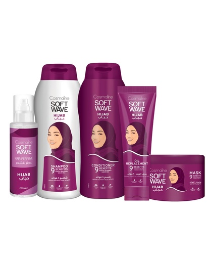 [set504b] Soft Wave Hijab Full Set (Shampoo 600ml, Conditioner 600ml, Oil Replacement, Mask, Perfume)