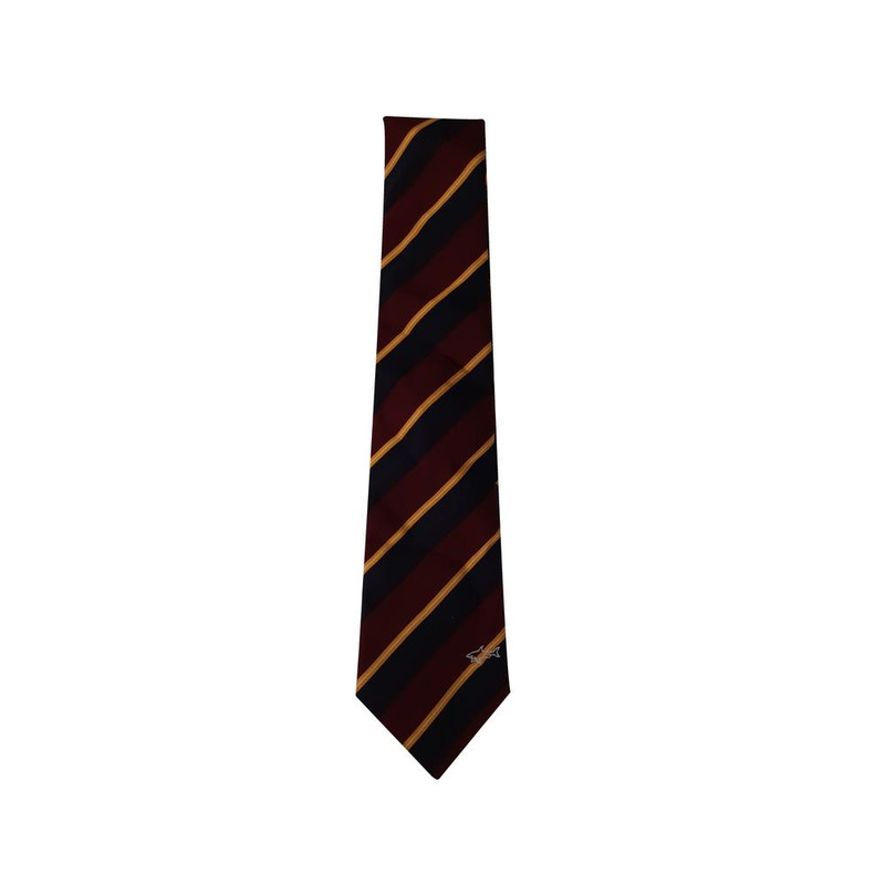 P&S Bordeaux & Navy Stripes Tie With Touch Of Yellow