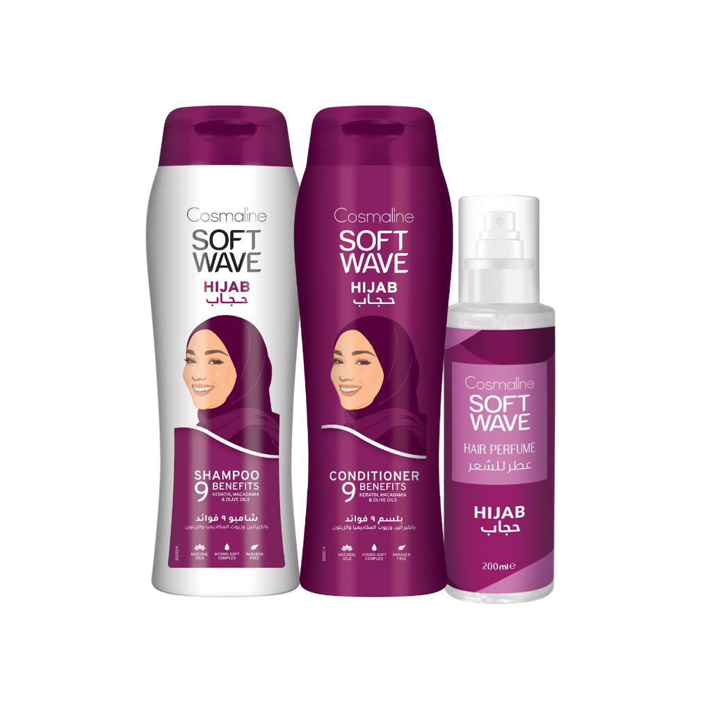 Soft Wave Hijab Set (Shampoo 400ml, Conditioner 400ml, Perfume)