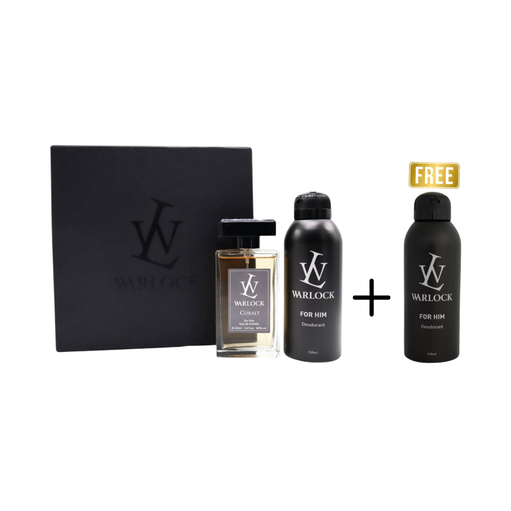 Warlock Cobalt Gift Set (100Ml+Deo) + Free Warlock Deodorant For Men 150Ml