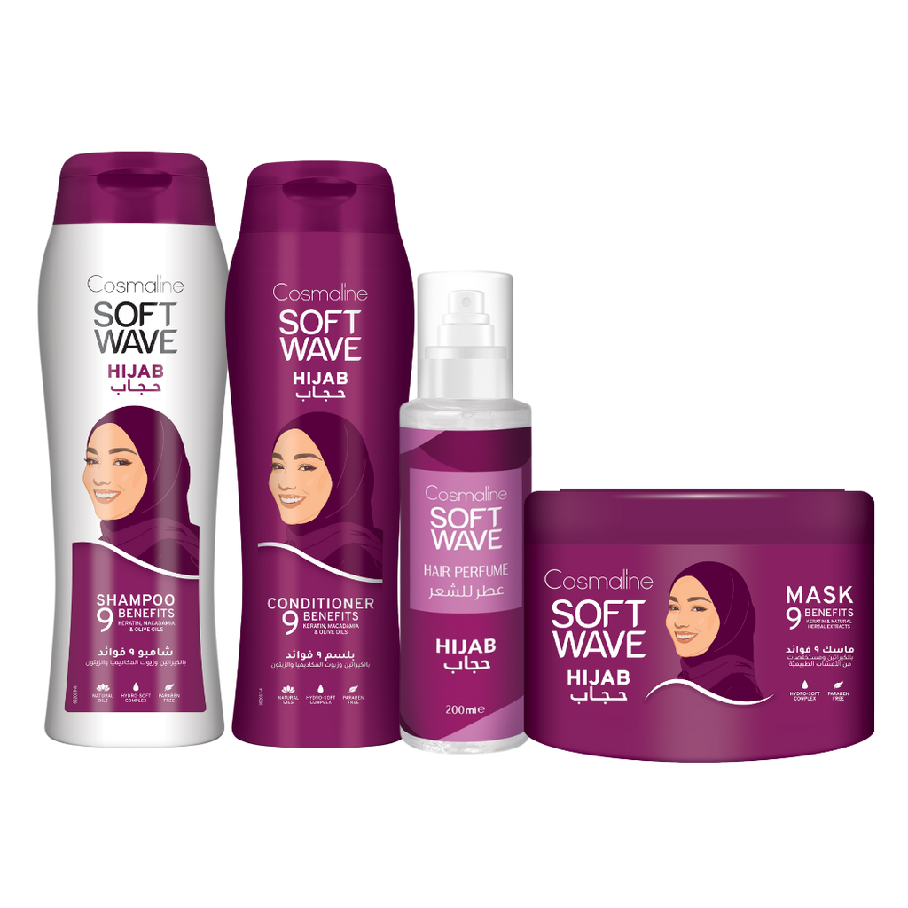 Soft Wave Hijab Set (Shampoo 400ml, Conditioner 400ml, Mask, Perfume)