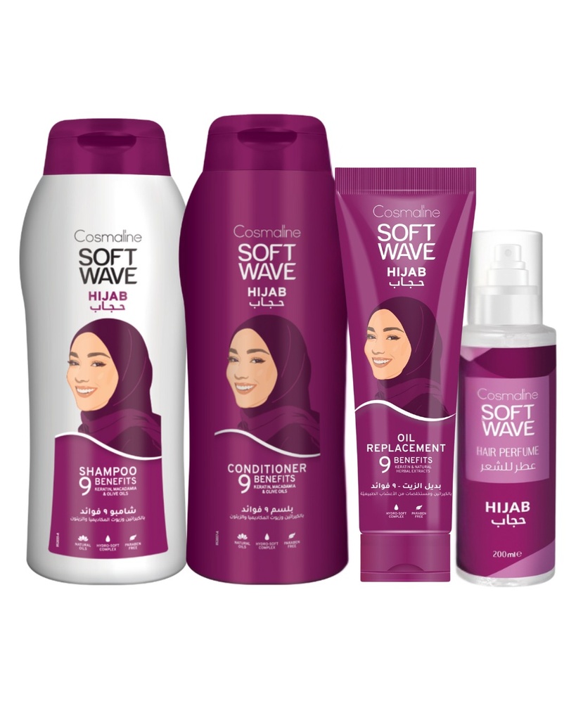 Soft Wave Hijab Set (Shampoo 600ml, Conditioner 600ml, Oil Replacement, Perfume)