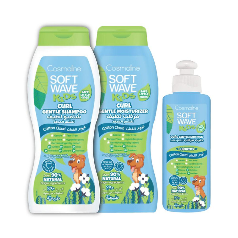 Soft Wave Kids Curl Gentle Set (Shampoo, Moisturizer, Hair Milk)