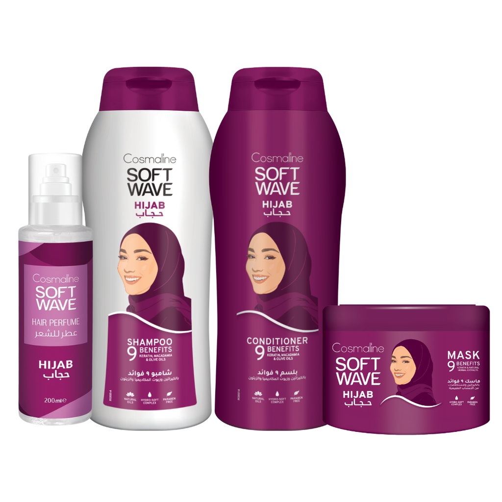 Soft Wave Hijab Set (Shampoo 600ml, Conditioner 600ml, Mask, Perfume)