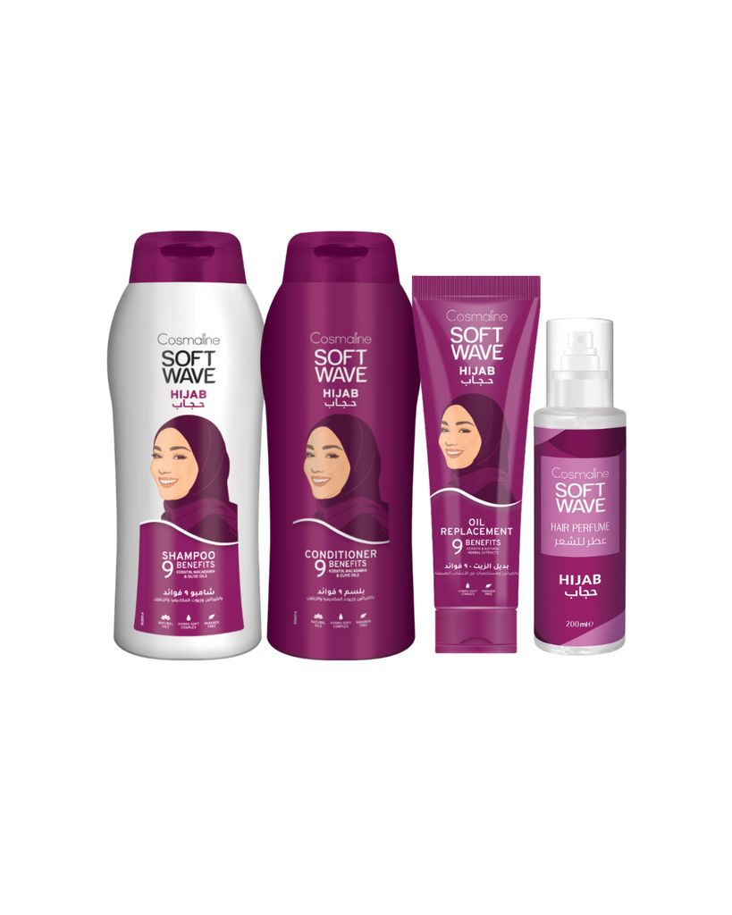 Soft Wave Hijab Set (Shampoo 600ml, Conditioner 600ml, Oil Replacement, Perfume)