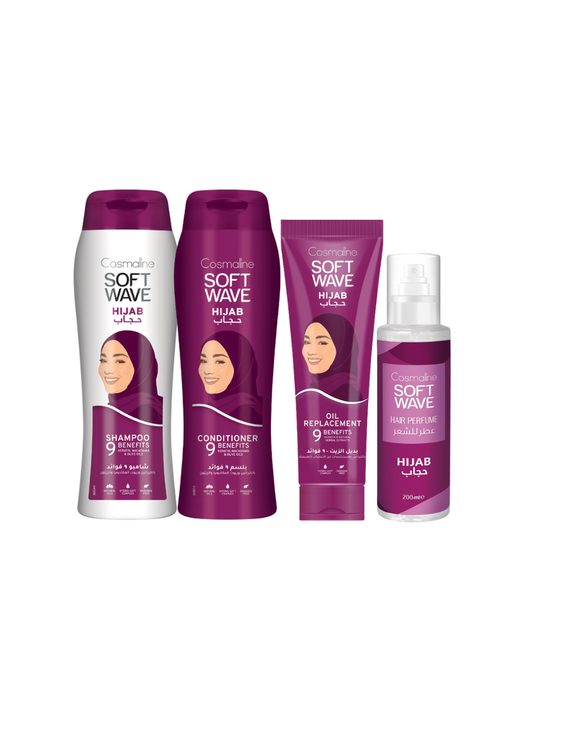Soft Wave Hijab Set (Shampoo 400ml, Conditioner 400ml, Oil Replacement, Perfume)