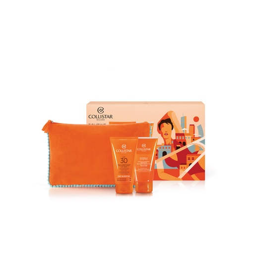 [D0010747] Collistar Pouch Set Protection Tanning Cream Spf30 + AS Shower Shampoo 150Ml 