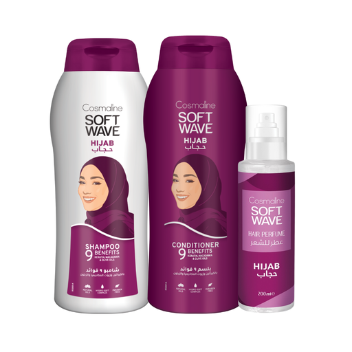[set505B] Soft Wave Hijab Set (Shampoo 600ml, Conditioner 600ml, Perfume)